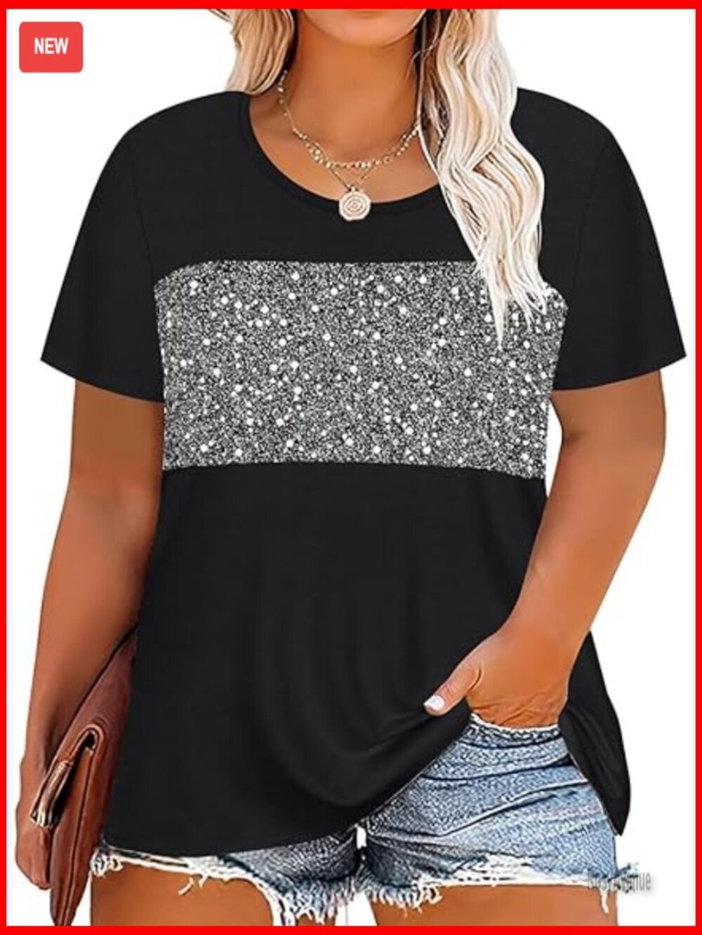 Plus Size Women's Short Sleeve Crewneck Tunic Top Oversized Loose Fit Blouse